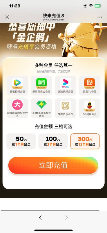 还有充300送一年会员